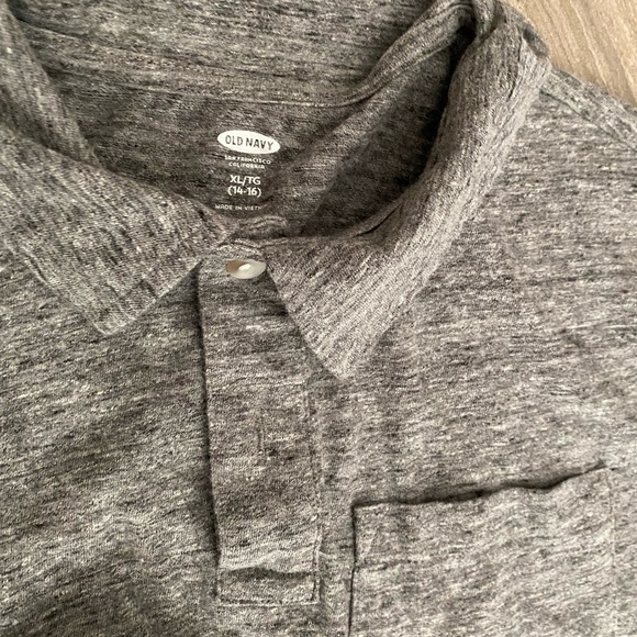 Set Lot Bundle 2 Boys XL Gap Old Navy Polo Long Sleeve Gray Ombré Blue Striped - Picture 3 of 4